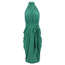 Tommy Hilfiger Womens Zendaya Halter Neck Dress in Green Acetate