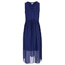 Tommy Hilfiger Womens Textured Stripe Chiffon Dress in Blue Polyester