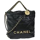 Chanel Chanel 22 Bolsa de mão com corrente em couro preto AS3980 Autenticação CC 59889S