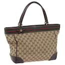 GUCCI GG Canvas Web Sherry Line Tote Bag Red Beige Green 257061 auth 60154 - Gucci