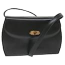 GUCCI Bamboo Turn Lock Shoulder Bag Leather Black 004 46 0474 Auth yk9494 - Gucci