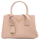 Galleria Small Saffiano Leather 2-Way Handbag Sand Beige - Prada