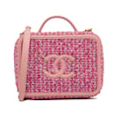 Bolsa Chanel Média Tweed Filigrana Rosa Bolsa de Vaidade
