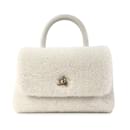 White Chanel Small Shearling Coco Top Handle Bag Satchel
