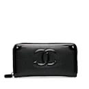 Black Chanel CC Caviar Leather Zip Around Long Wallet