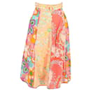 Zimmermann Lola Floral-Print Belted Midi Skirt in Multicolor Linen
