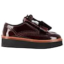 Tod's Gomma T50 Platform Wingtip Oxfords in Brown Patent Leather