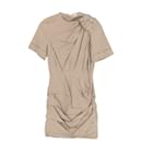Isabel Marant Étoile Oria Shirred Check-Print Dress in Beige Cotton - Isabel Marant Etoile