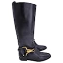 Burberry Riding Boots in Black Leather
