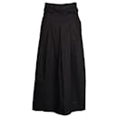Max Mara Weekend Pleated Belted Maxi Skirt in Black Cotton