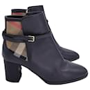 Burberry Stebbingford Check Ankle Boots in Black Leather