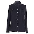 Maje Button Shirt in Navy Blue Velvet