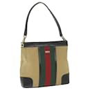 GUCCI Web Sherry Line Shoulder Bag Canvas Beige Red 001 4231 1705 auth 59714 - Gucci