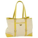 PRADA Tote Bag Canvas Beige Yellow Auth 59691 - Prada