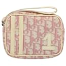 Christian Dior Trotter Canvas Pouch Pink Auth bs10148