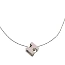 Silver Hermes Cage dH Cube Necklace - Hermès
