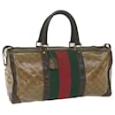 GUCCI GG Crystal Web Sherry Line Boston Bag Brown Red Green Auth 59337 - Gucci