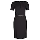 Gucci Keyhole Belted Pencil Dress in Black Cotton