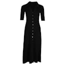 Maje Rimosally Polo-Collar Stretch-Knit Midi Dress in Black Viscose