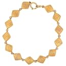 VINTAGE CHANEL NECKLACE QUILTED DIAMOND LINKS 42CM GOLD METAL NECKLACE - Chanel