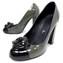CHANEL SHOES PUMPS CAMELIA G31131 38 TWO-TONE PATENT LEATHER SHOES - Chanel