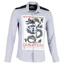 Kenzo Dragon Kick Queen of Kung Fu Check Shirt in Blue Cotton