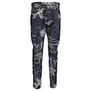Alexander McQueen Floral-Print Denim Jeans in Navy Blue Cotton - Mcq