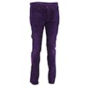 Saint Laurent Slim-Fit Corduroy Pants in Purple Cotton