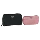 Prada pouch nylon 2Set Black Pink Auth yb416