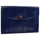 HERMES Clutch Bag Leder Blau Auth bs10101 - Hermès