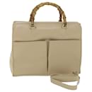 GUCCI Bamboo Hand Bag Leather 2way Beige 002 2855 0322 0 Auth ep2294 - Gucci