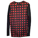 Maje Check Sweater Mini Dress in Red Polyester
