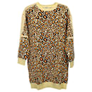 Kenzo Leopard-Intarsia Sweater Dress in Multicolor Poly Cotton