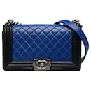 Chanel Blue Medium Lambskin Boy Bicolor Flap Bag