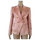 Balmain Pink Cotton Satin Effect Blazer Jacket