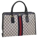 GUCCI GG Supreme Sherry Line Hand Bag PVC Leather Red Navy 010 378 auth 59735 - Gucci