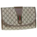 GUCCI GG Canvas Web Sherry Line Clutch Bag PVC Bege Vermelho Verde Auth 59987 - Gucci