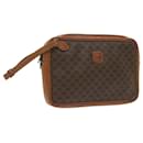 CELINE Macadam Canvas Clutch Bag PVC Leather Brown Auth 61062 - Céline