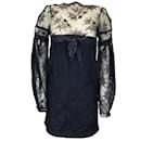 Alexander McQueen Black Bow Detail Cold Shoulder Lace Dress - Autre Marque
