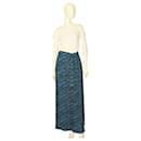 Kenzo Black & Blue Summer Maxi Long Wrap Tie Viscose Skirt size 36 W. pockets