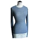 CHANEL Light gray ribbed knit sweater 6 CC T buttons34/36 very good condition - Chanel