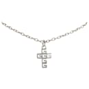 Collier pendentif croix G carré argenté Gucci