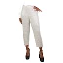Pantaloni color crema decorati con paillettes - taglia M - Autre Marque