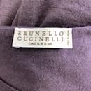 Brunello Cucinelli Lila langärmeliger Strickpullover aus Kaschmir und Seide