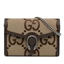 Portefeuille marron Gucci Mini Jumbo GG Dionysus sur sac à bandoulière en chaîne
