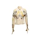 Vintage Creme & Mehrfarbig Tina Leser 1940s handbemalte Bluse Größe US XS/S - Autre Marque