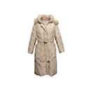 Vintage beige Balmain abrigo acolchado con adornos de piel tamaño US S