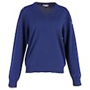 Moncler V-neck Sweater in Navy Blue Cotton