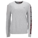 Tommy Hilfiger Mens Repeat Logo Sleeve Jumper in Grey Cotton
