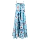 Diane Von Furstenberg Floral Convertible Maxi Dress in Blue Silk